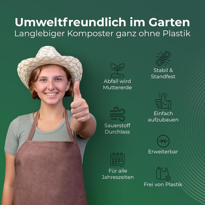 Actual product image Novatool Garten-Komposter Metall 100x100x50 cm + Deckel oder Boden, mit erweiterbarem Stecksytem, pu (500 l)