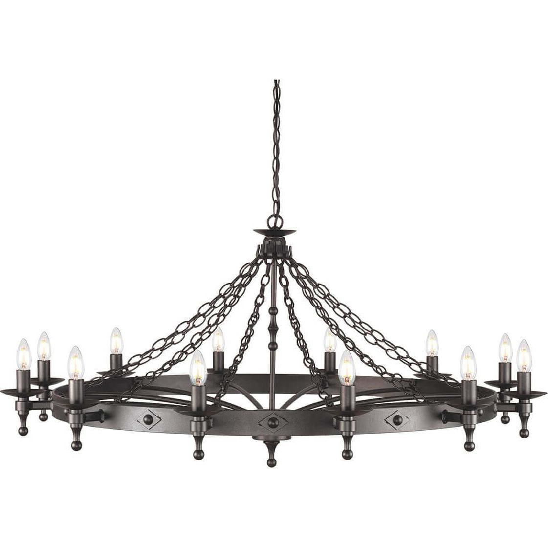 Elstead Lighting, Kronleuchter, Warwick Kronleuchter E14 12-fach Graphit Schwarz, Made in UK (122 cm)