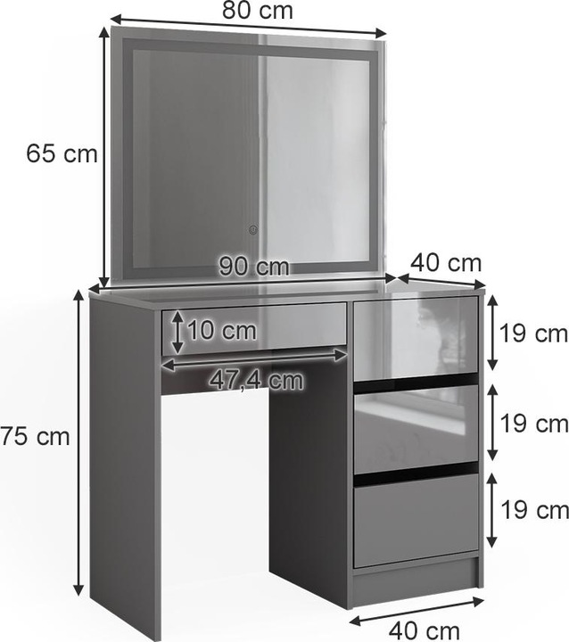 Produktbild Vicco Sherry mit Hocker und Beleuchtung (90 x 75 x 40 cm)