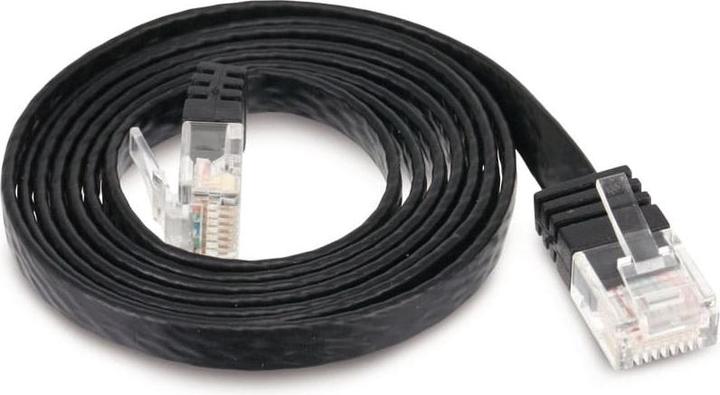 Produktbild Tecline Patchkabel Cat.6 U/UTP, ungeschirmt, flach, schwarz, 2.0m superflaches Patchkabel z.B. für die Verle (U/UTP, CAT6, 2 m)