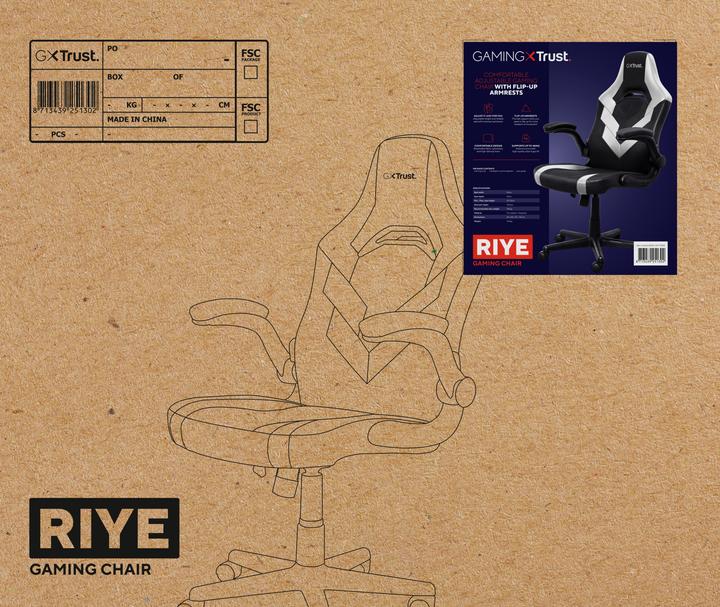 Actual product image Trust GXT 703W Riye Gaming Chair Black/White