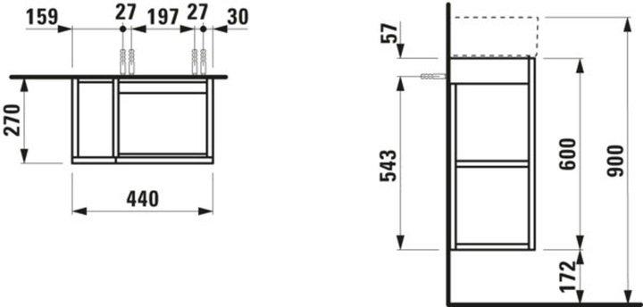 Actual product image Laufen Kartell vanity unit, 1 door, hinge right, 440x600x270mm, for WT 815334, H407518033