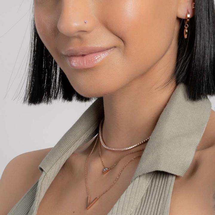 Immagine prodotto Bijouteria Pendente catena (Acciaio inossidabile, Rivestimento in PVD (colore oro), Zirconia, 38 - 43 cm)