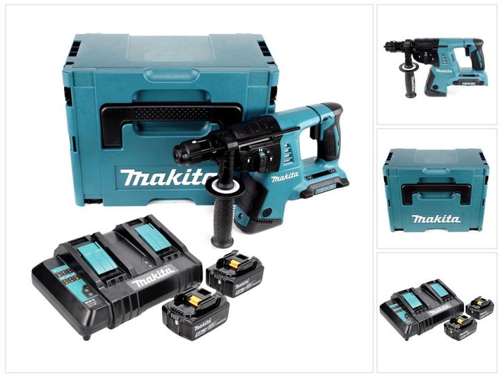 Productafbeelding Makita DHR CTJ Snoerloze hamerboormachine 36 V ( 2x 18 V ) 3.0 J SDS-plus + 2x oplaadbare batterij 5.0 Ah