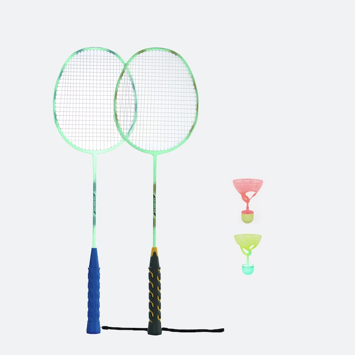 Produktbild Perfly Badminton-Schlägerset Erwachsene leuchtend - BR190 Flex Set Nite blau/gelb