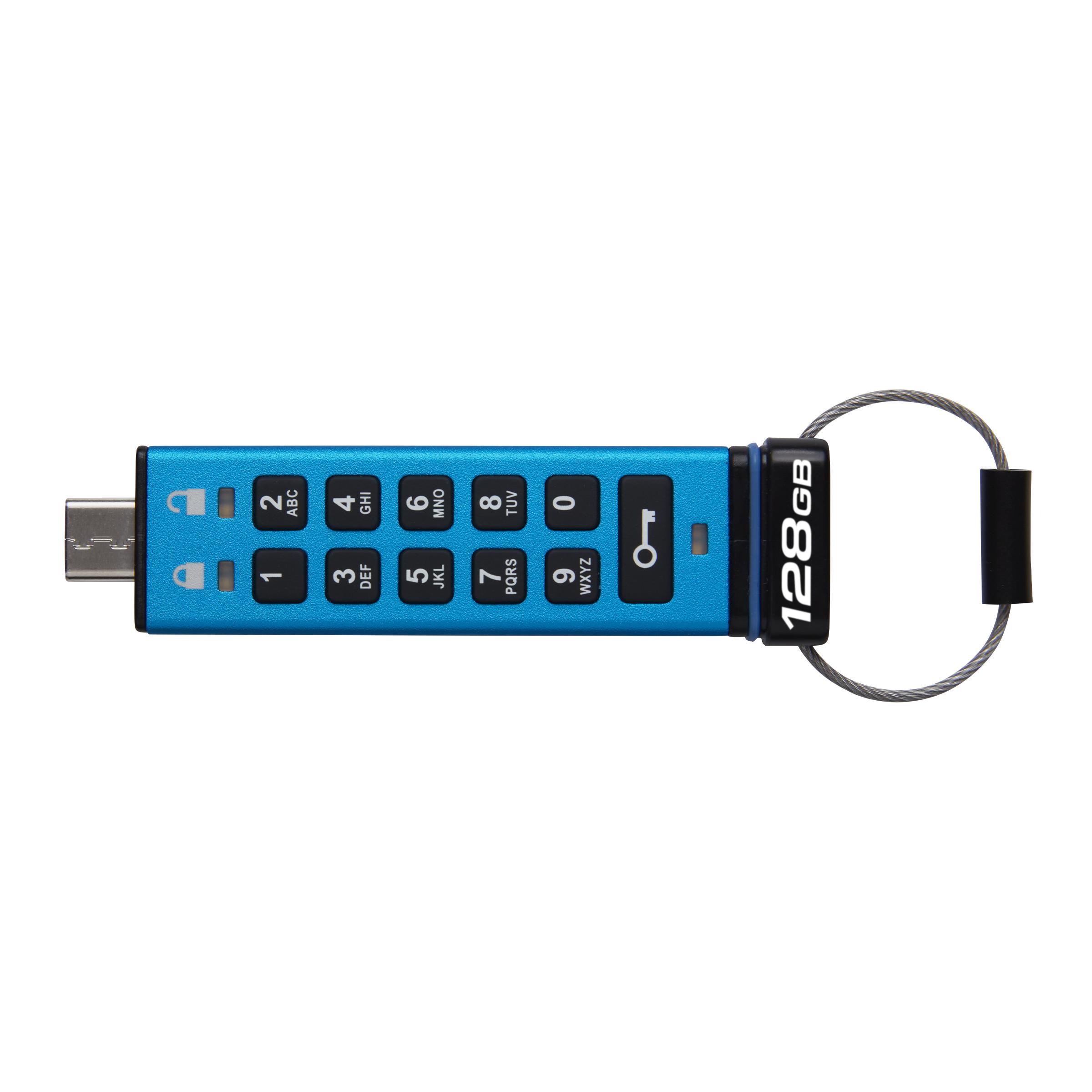 Thumbnail - Kingston IronKey Keypad 200C (128 GB, USB 3.2), USB Stick, Blau