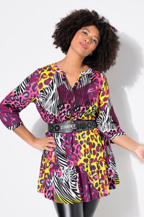Actual product image Angel of Style Colorful Leopard Pattern Tunic with 3/4 Sleeves and Tunic Neckline (48)