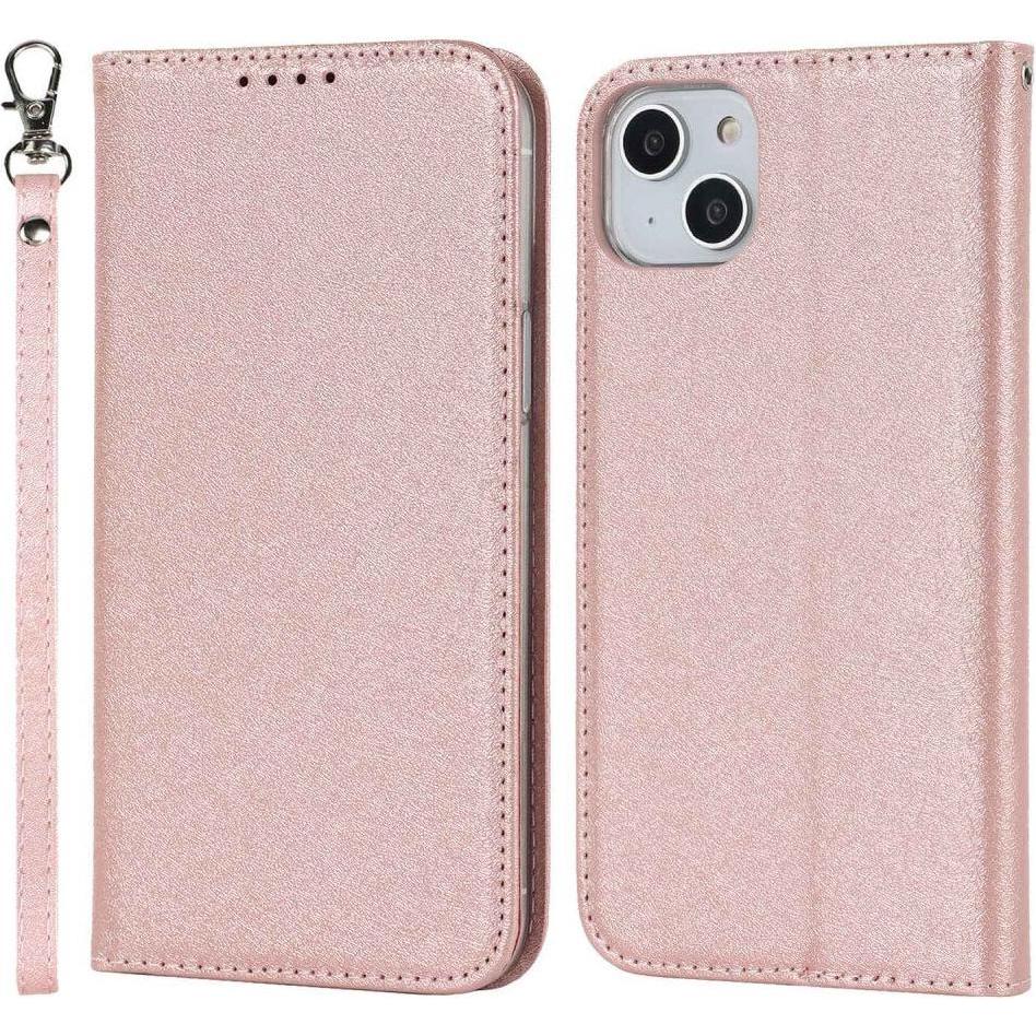 Cover-Discount iPhone 14 Plus - Silk Texture Flip Case rosa (Apple iPhone 14 Plus), Smartphone Hülle, Rosa