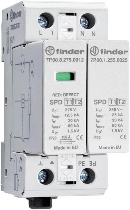 Actual product image Finder Combination arrestor type 1+2 for single-phase TT and TN-S networks