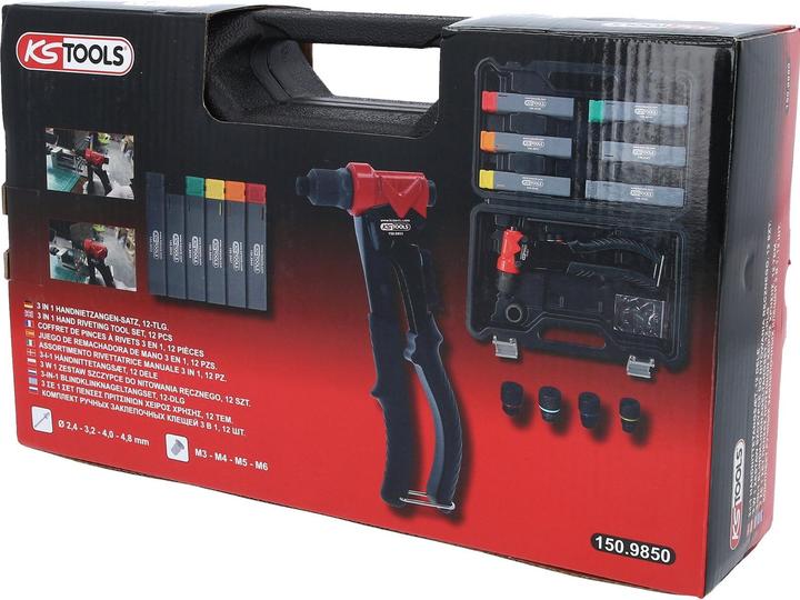 Actual product image KS Tools 3 in 1 hand riveter set, 12 pcs.