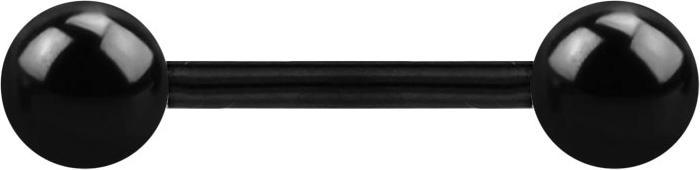 Actual product image Star Piercing Barbell black with two balls (Surgical steel 316L, without brass)