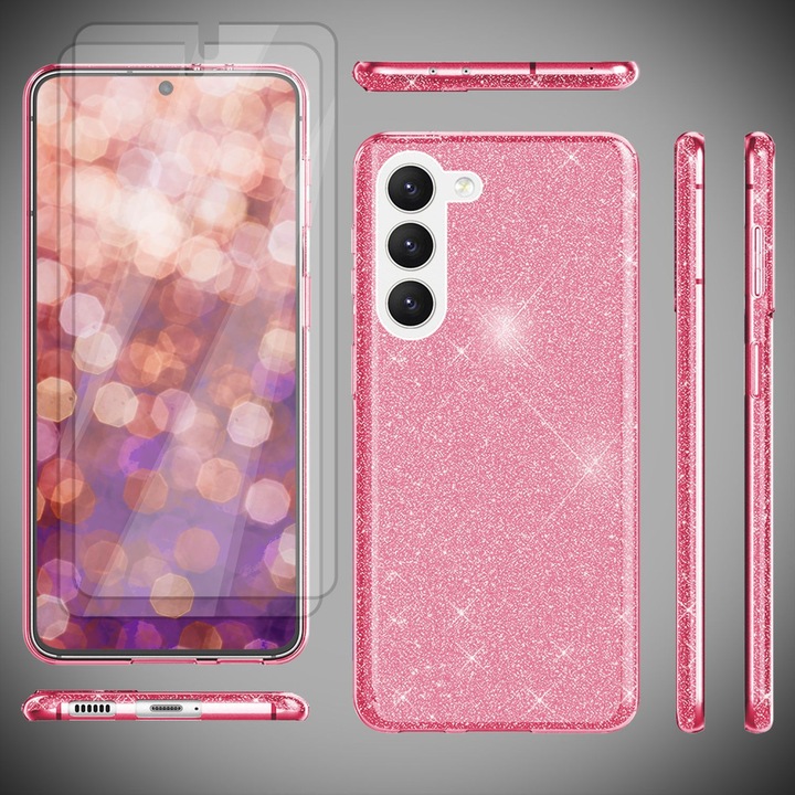 Produktbild Nalia Glitzer Silikon Hülle mit 2x Displayschutz (Samsung Galaxy S23+)