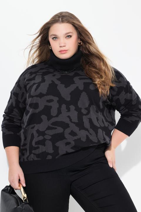 Produktbild Ulla Popken Pullover, Buchstaben, gerippter Rollkragen, Langarm (58)