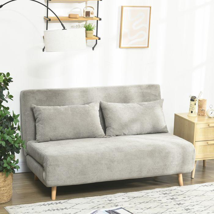 Actual product image Swisshandel24 Sofa bed, guest bed, 3-way adjustable backrest, linen look, up to 120 kg, 141x90x81cm, grey (2 person sofa)