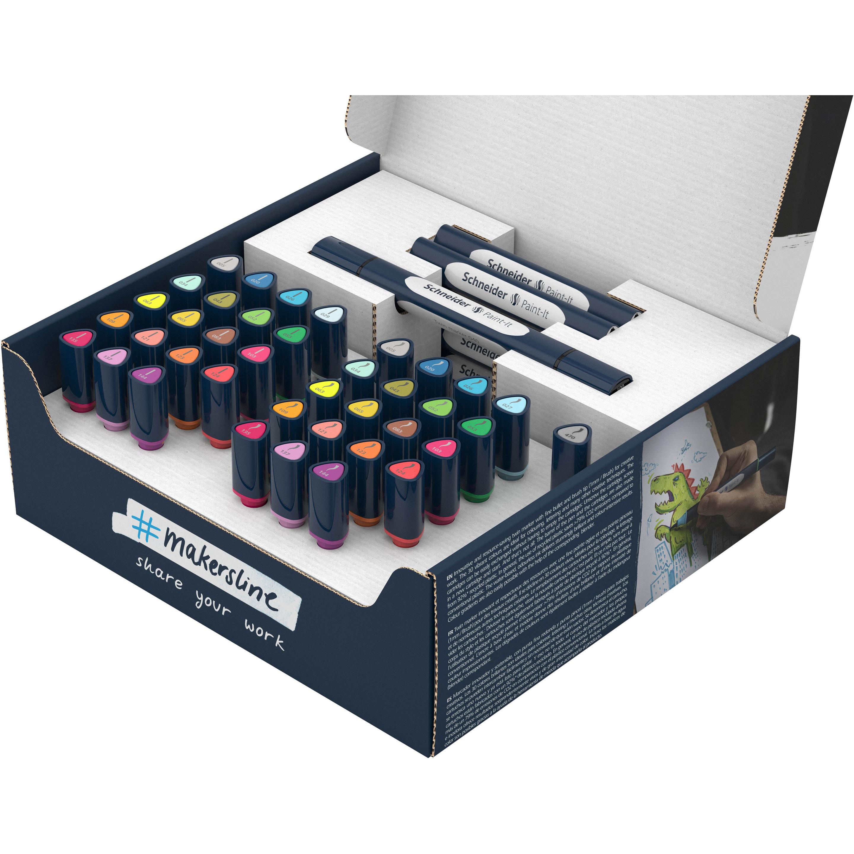 Schneider, Marker, Paint-It 040 52 Teile Brush-Pens farbsortiert (19 Farben, 1 mm, 52 x)
