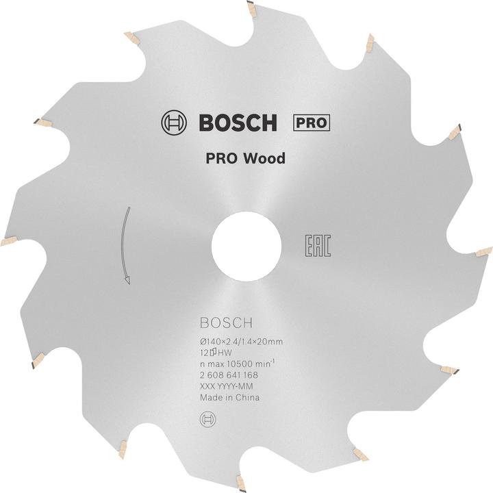 Actual product image Bosch Professional Zubehör PRO Wood circular saw blade, 140 x 2.4 x 20 mm