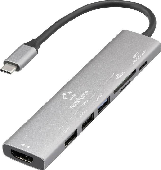 Renkforce USB-C Dockingstation RF-DKS-907 Passend für Marke Dockingstations Universal (RF-6797970) (USB-C, 7 porte)