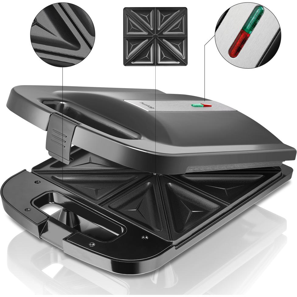 Thumbnail - Huslog 4-Scheiben-Sandwichmaker AK-7822, Toaster, Schwarz