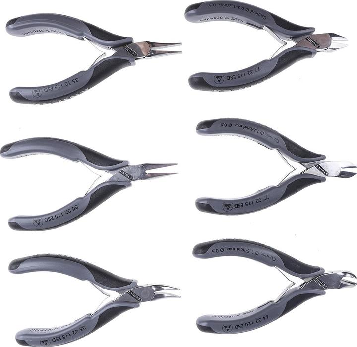 Productafbeelding Knipex Set elektronische tangen met gereedschap voor het werken aan elektronische componenten 00 20 17 (216 mm)