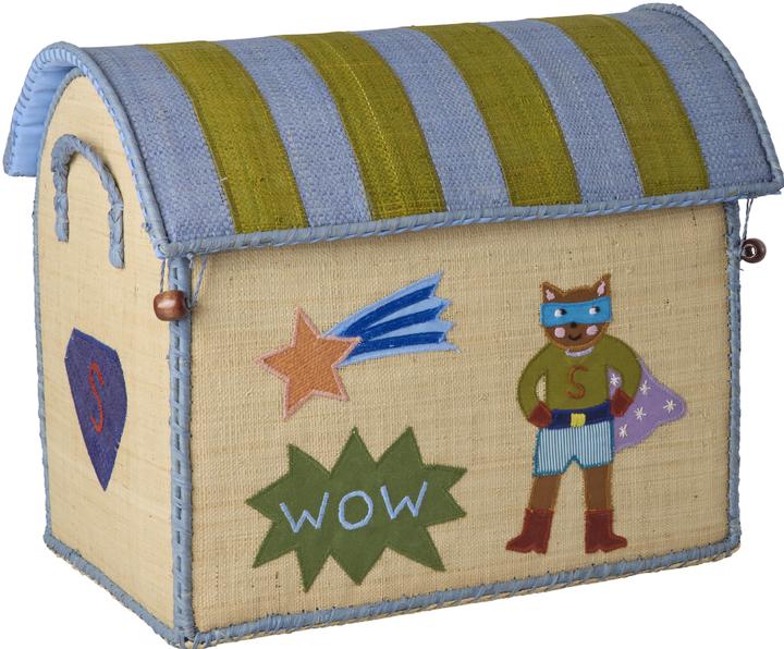 Image du produit Rice - Raffia Toy Baskets with Hero Theme - Blue - Set of 3 (Large, Medium, Small)