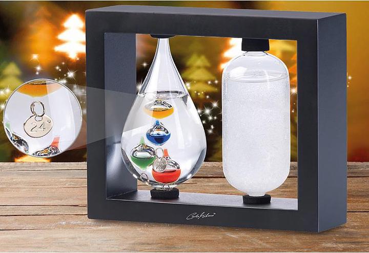 Immagine prodotto Carlo Milano 2in1 Galileo termometro e vetro tempesta con elegante cornice in legno, nero