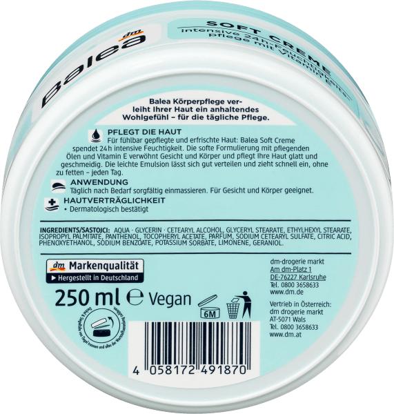 Produktbild dm Balea Soft Creme (Körpercreme, 250 ml)