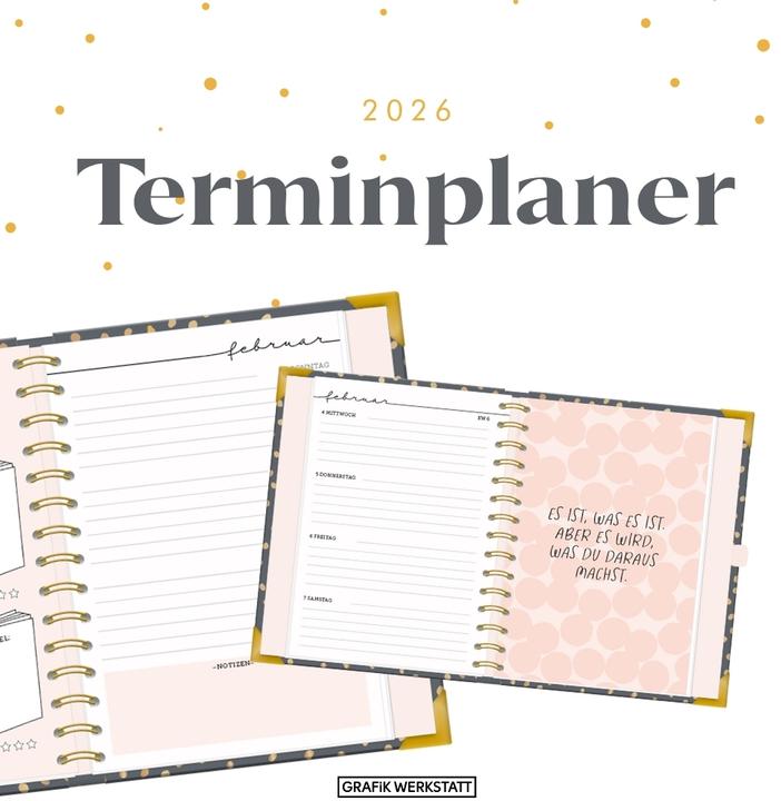 Image du produit Terminplaner A5 Premium 2026 Dunkelgrau (17 x 20,5 cm, 1 semaine / 2 pages)