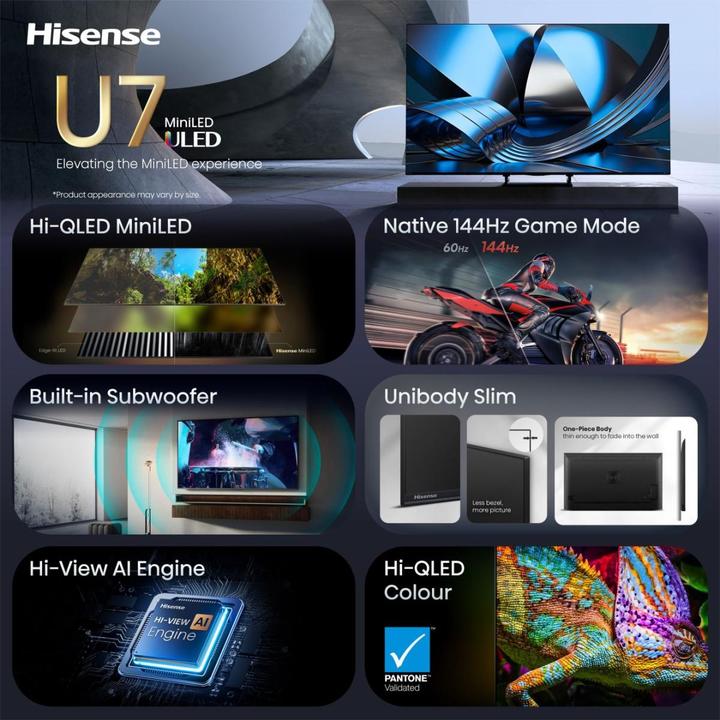 Actual product image Hisense TV 75U7DSE 75" Mini-LED 4K (75", LED, 4K)
