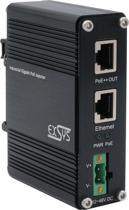 Exsys Industrial PoE++ Gigabit Injektor 95W (802.3af (PoE), 802.3at (PoE+), 802.3bt (PoE++), 90 W)