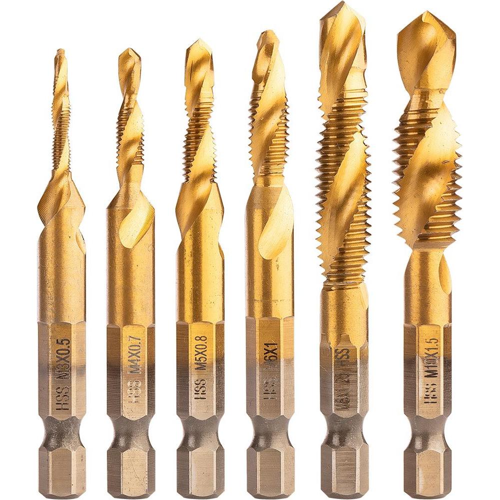 Neo, Maschi + Giramaschi, HSS TiN-Gewindebohrer-Set, M3 - M10, Sechskant, 6-tlg.