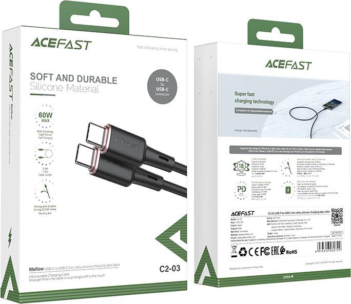 Actual product image Acefast C2-03 (1.20 m, USB 2.0, 60 W)