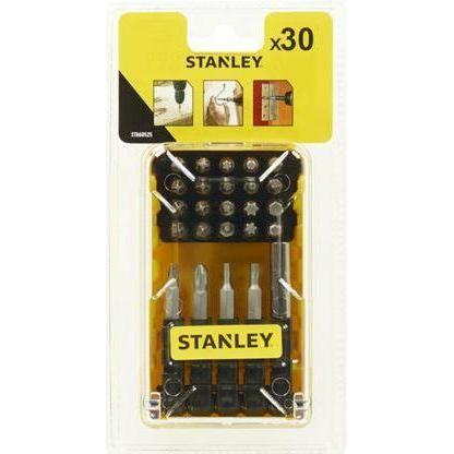 Stanley, Bits, Set of 30 screw tips various 50 and 25 mm + magnet holder (50 mm Sl6, Ph1, Ph2, Ph3, T10, T15, T20, Hx4, ...