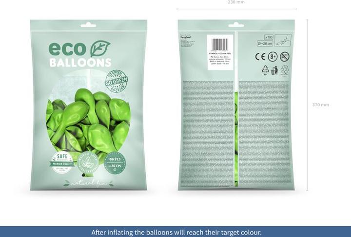 Actual product image Partydeco Eco Balloons 26cm metallic, green apple (1 pkt / 100 pc.) (100 x)