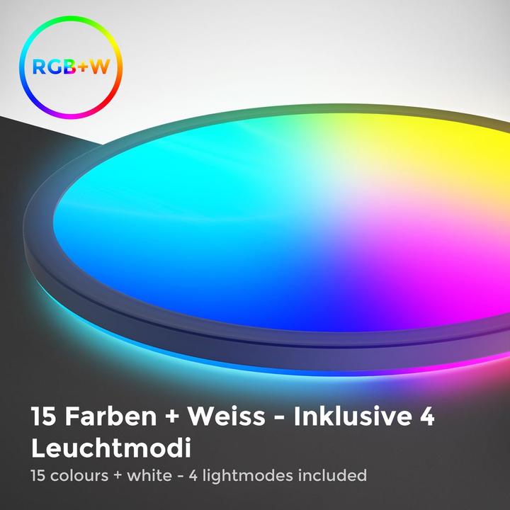 Produktbild B.K.Licht Ultraflaches RGB/W-LED Panel mit Backlight, schwarz, 1xLED/22W (2700 lm)