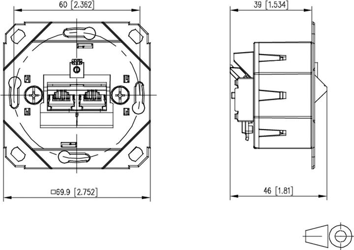 Produktbild Metz Connect E-DAT C6A IDC Dose, 2 Port