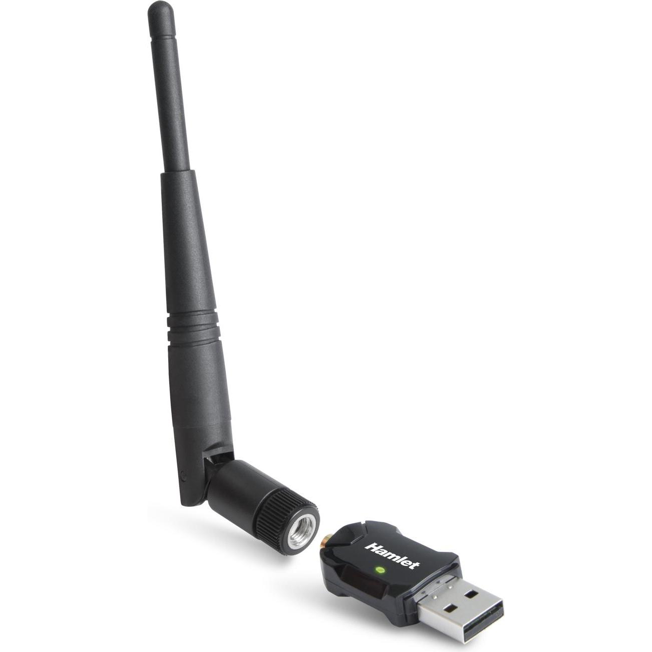 Hamlet USB Wi-Fi Adapter 600Mbps Dual Band 5GHz + 2.4GHz Standard 802.ac mit abnehmbarer Antenne (USB), Netzwerkadapter,...