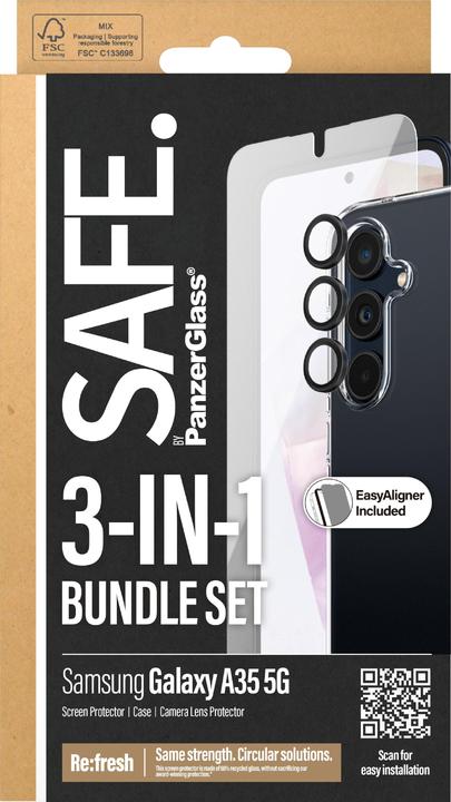 Actual product image Safe Edge to Edge Glass + Case (1 Piece, Samsung Galaxy A35)