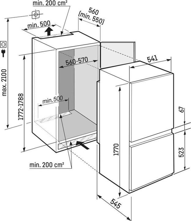 Produktbild Liebherr Integrierbare Kühl-Gefrierkombination mit BioFresh und SmartFrost (255 l)
