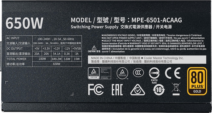 Produktbild Cooler Master MWE Gold V2 (650 W)