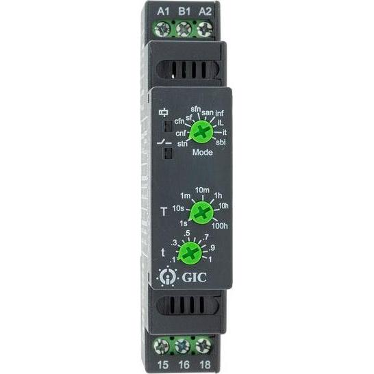 RS PRO Relè temporizzatore, guida DIN top-hat, 0,1 s 100h, 12 240V ac/dc, 1 cont. Multifunzione, 1 polo, Relais