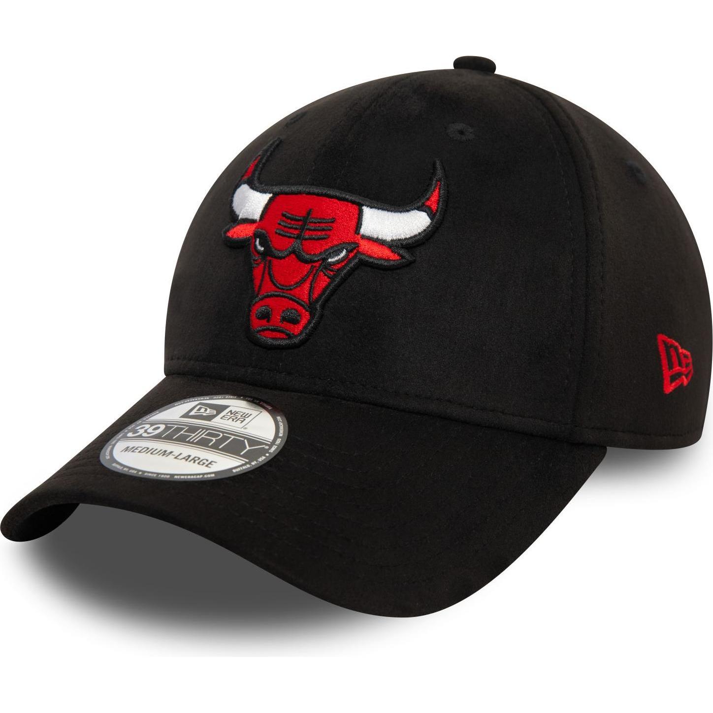 New Era, Herren, Cap, 39Thirty Stretch Cap - FAUX SUEDE Chicago Bulls M/L, Schwarz, (M)