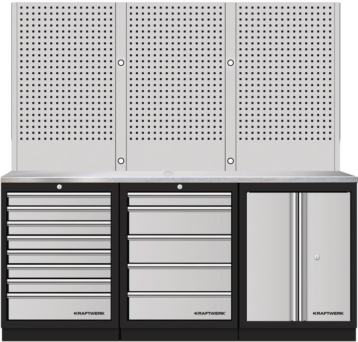 Produktbild Kraftwerk Mobilo 3er Kombi Lochwand Edelsahl (48.80 cm, 200 cm)