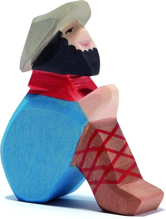 Ostheimer Holz-Krippenfigur sitzender Hirte (10,5 cm)