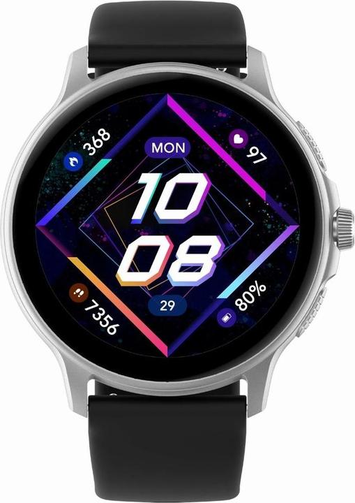 Produktbild Gravity GT12-7 Damen-Smartwatch, schwarzes Silikonarmband + silbernes Armband