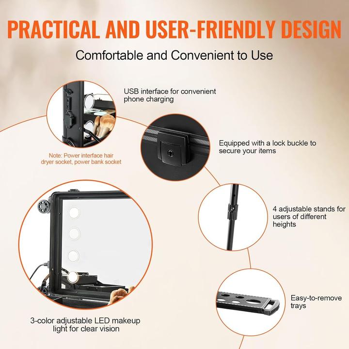 Actual product image Vevor Rolling Makeup Case Trolley