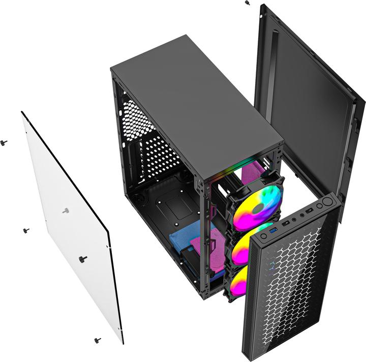 Actual product image Gembird Gaming ARGB case Fornax 500 bl (ATX, Mini-ITX, mATX)