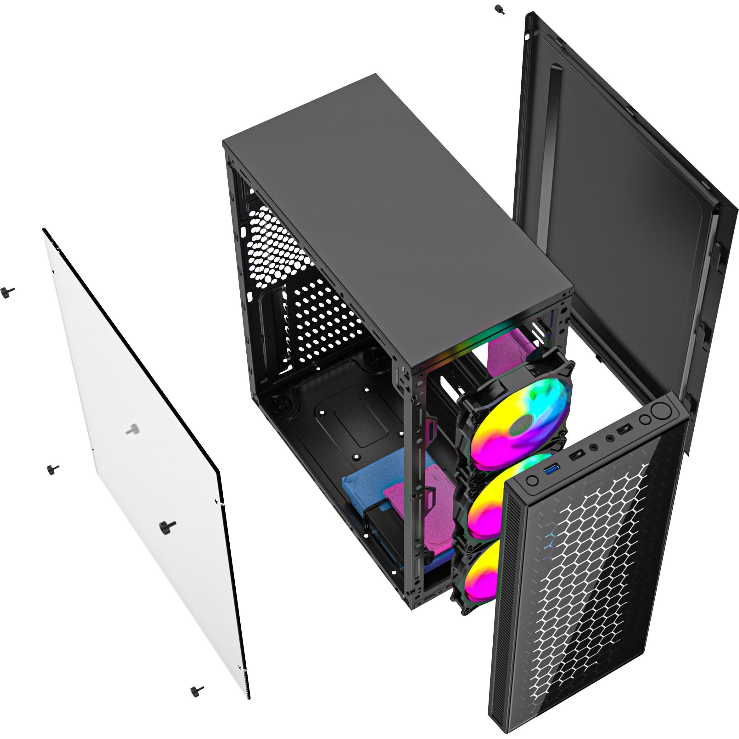 Thumbnail - Gembird Gaming ARGB case Fornax 500 bl (ATX, mATX, Mini-ITX), PC Gehäuse, Schwarz