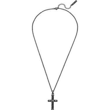 Police Shelf - Timeless Black Crossed Necklace PEAGN0032403, Handykette, Schwarz