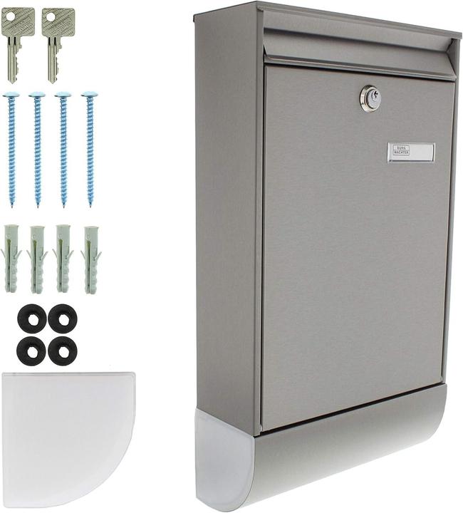 Produktbild Burg Wächter Briefkasten-Set Edelstahl BxHxT 285/500/105 mm Berlin 37770 NI mit Klappe Zeitungsbox Ö