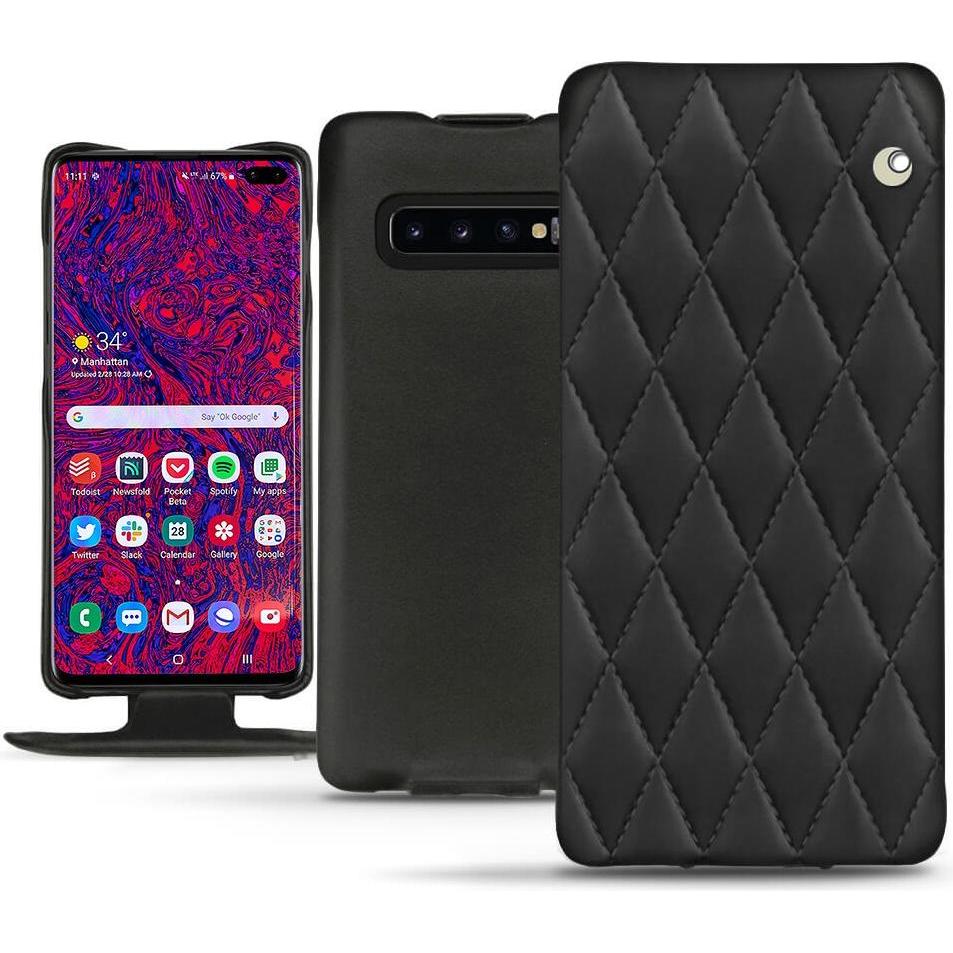 Noreve Lederschutzhülle vertikal (Samsung Galaxy S10 5G), Smartphone Hülle, Schwarz